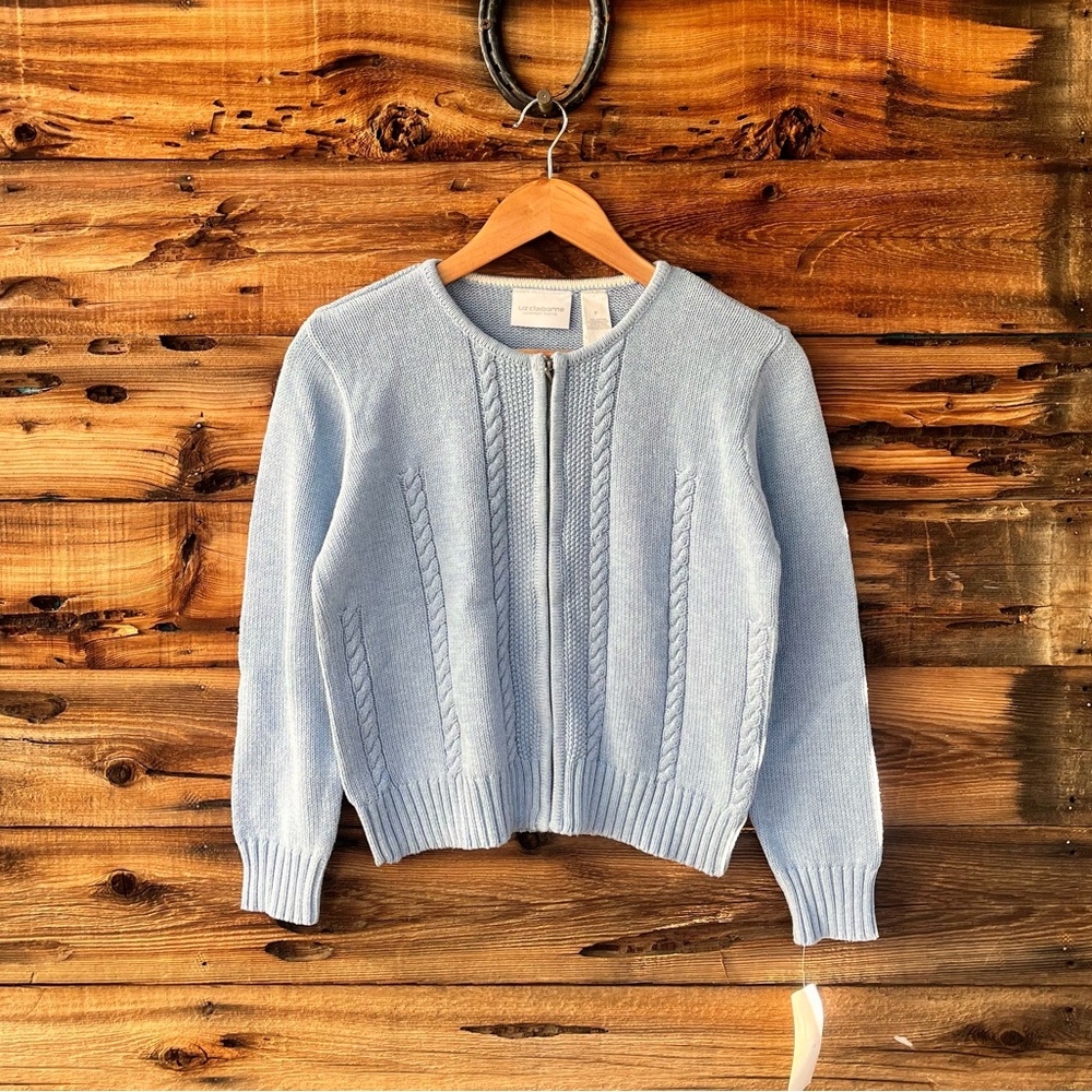 LIZ CLAIBORNE | Vintage NWT Baby Blue Knit Sweater Cardigan PM